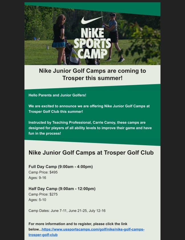 Trosper Nike Junior Golf Camp